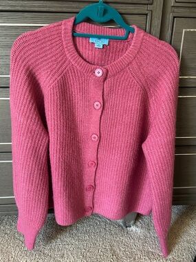 CeCe Pink Button-Front Ribbed Knit Cardigan